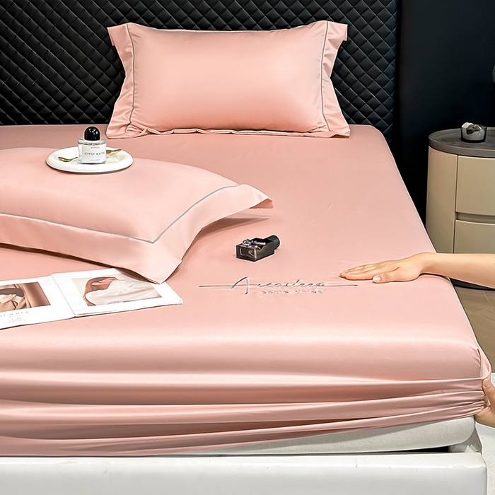 91家纺网 家纺一手货源 找家纺 露梦家纺 2025新款A类水洗原棉刺绣款床笠-星辰系列（提供买家秀） 星辰-玫瑰粉