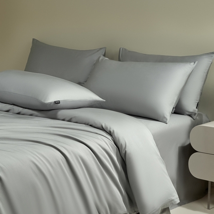 安莱生活 2024新款100s全棉贡缎四件套 红灰