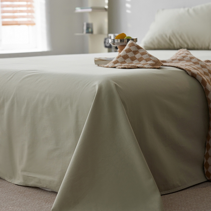 91家纺网 家纺一手货源 找家纺 安莱生活 2024新款100s全棉贡缎单床单 草绿