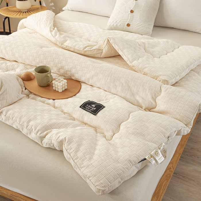 91家纺网 家纺一手货源 找家纺 （总）居易简 2025秋冬新款直播华夫格大豆被冬被立体包边订棉工艺水洗棉大豆被