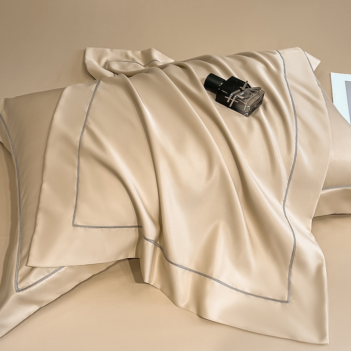 91家纺网 家纺一手货源 找家纺 露梦家纺 2025新款A类水洗原棉刺绣款床笠-星辰系列（提供买家秀） 星辰-香槟色