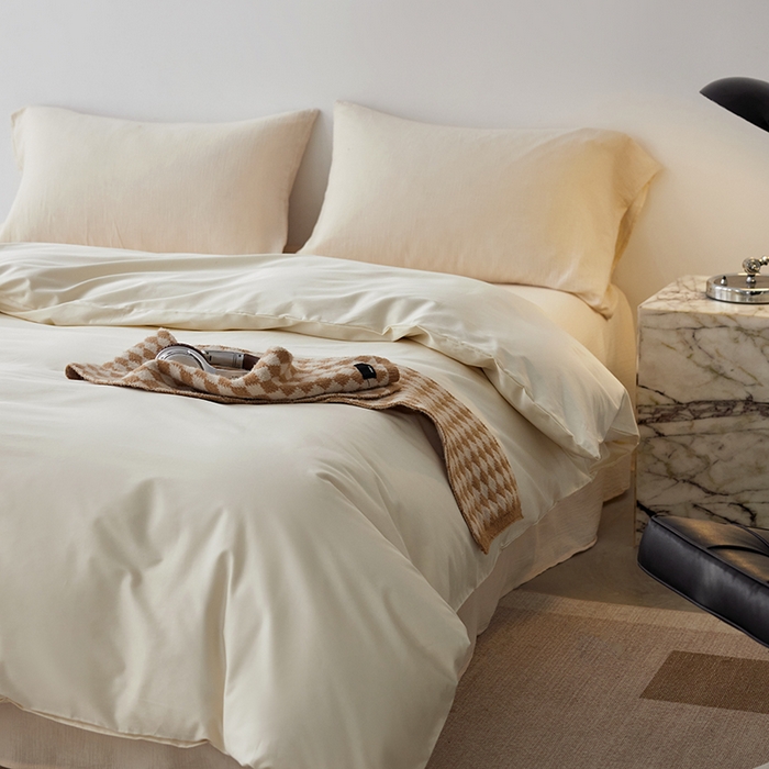 91家纺网 家纺一手货源 找家纺 安莱生活 2024新款100s全棉贡缎单被套 月光白