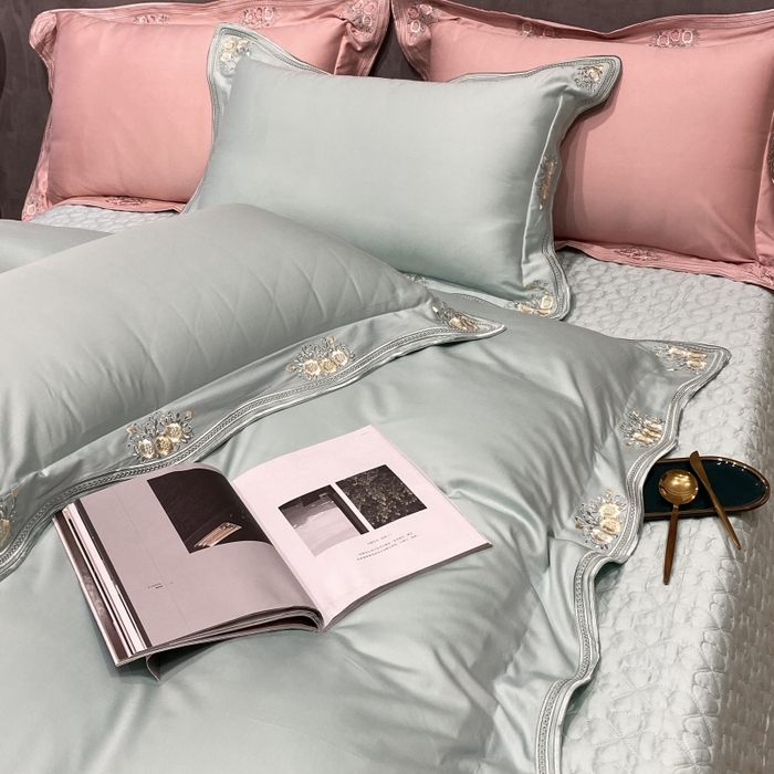 91家纺网 家纺一手货源 找家纺 美娘阁2025新款双股长绒棉居家款四件套 邂逅（米兰）