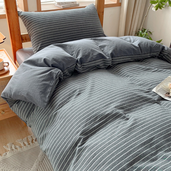 91家纺网 家纺一手货源 找家纺 吉象 2025新款水洗棉学生三件套 拿铁