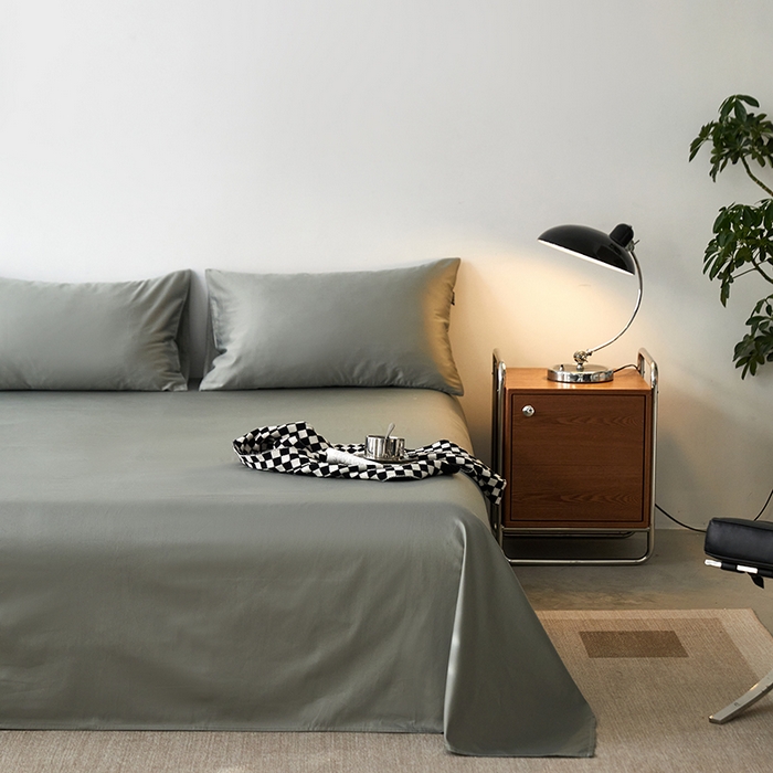 91家纺网 家纺一手货源 找家纺 安莱生活 2024新款100s全棉贡缎单床单 水绿