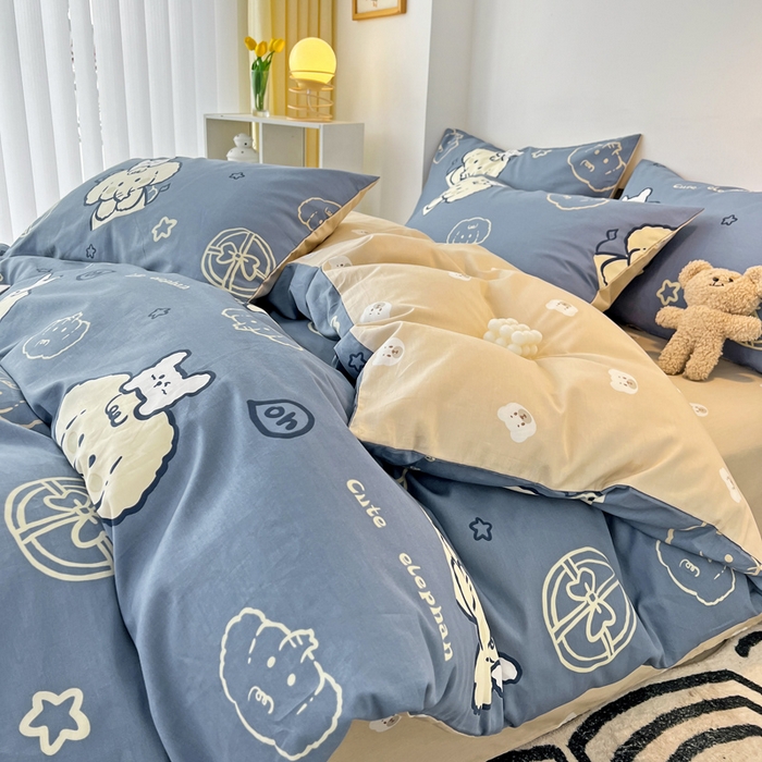 91家纺网 家纺一手货源 找家纺 西引力 2024新款全棉印花单被套 可爱小象