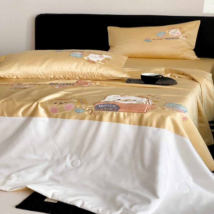 91家纺网 家纺一手货源 找家纺 优然居家纺 2024新款儿童天丝夏被系列 黄油面包