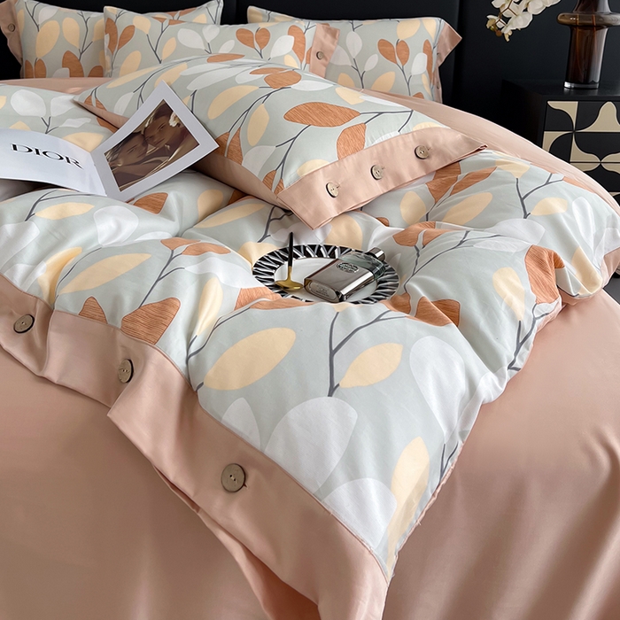 91家纺网 家纺一手货源 找家纺 艾迪尚家纺 2025新款柔丝茸磨毛印花纽扣款四件套 春之语