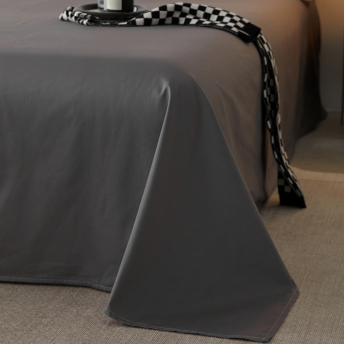 91家纺网 家纺一手货源 找家纺 安莱生活 2024新款100s全棉贡缎单床单 帝都灰