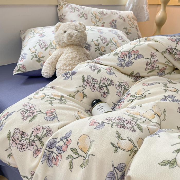 91家纺网 家纺一手货源 找家纺 玉海棠 2024新款AB版软糯针织棉印花四件套 果香-