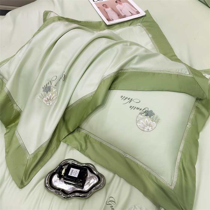 91家纺网 家纺一手货源 找家纺 美娘阁2025新款双股长绒棉居家款四件套 凯瑟琳-云瓷青