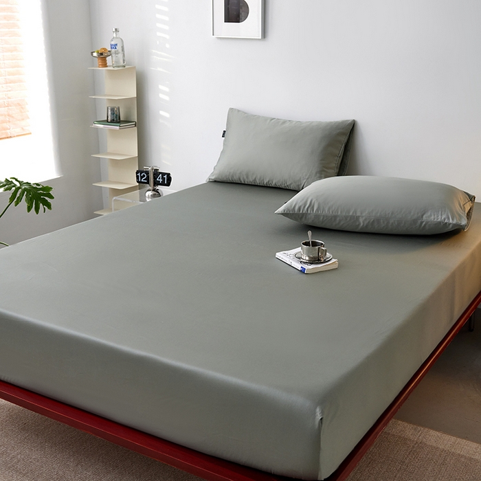 91家纺网 家纺一手货源 找家纺 安莱生活 2024新款100s全棉贡缎单床笠 水绿