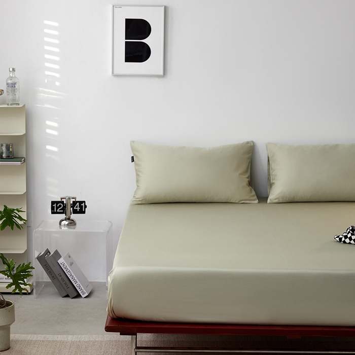 91家纺网 家纺一手货源 找家纺 安莱生活 2024新款100s全棉贡缎单床笠 草绿