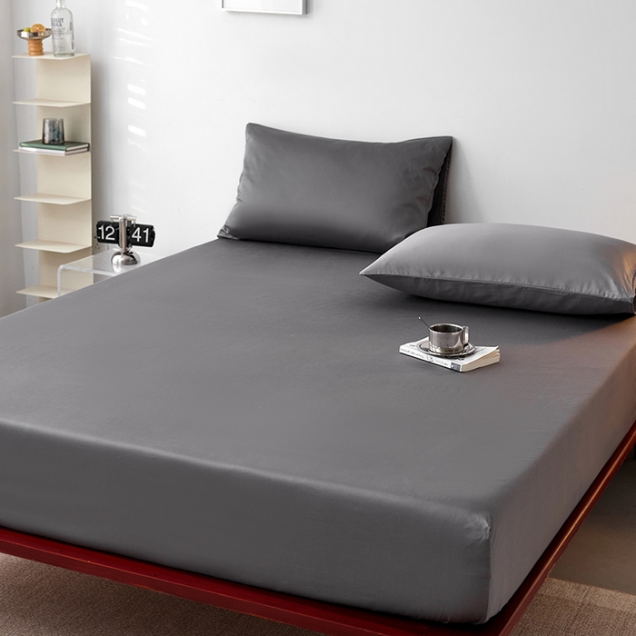 91家纺网 家纺一手货源 找家纺 安莱生活 2024新款100s全棉贡缎单床笠 帝都灰