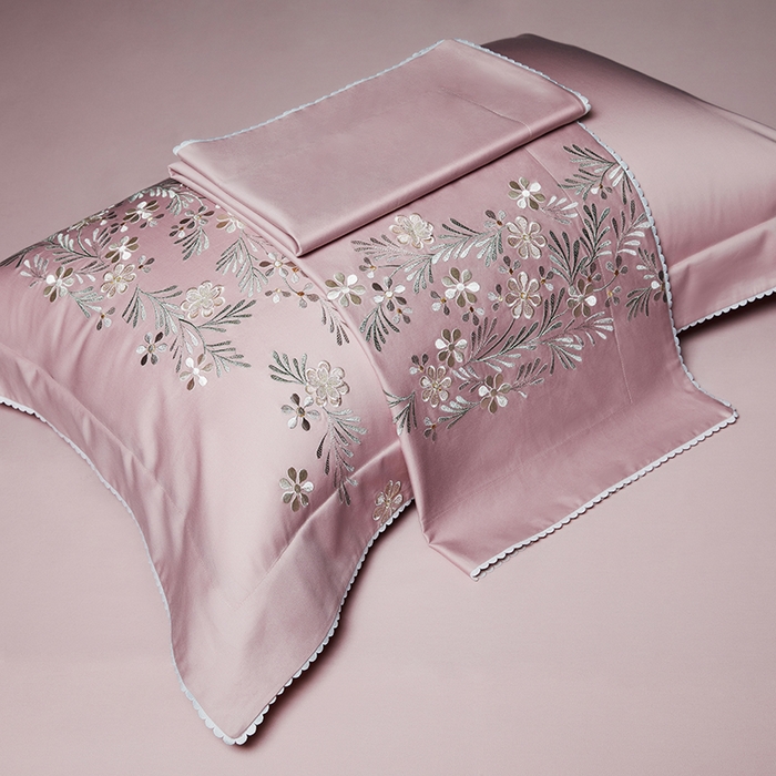 91家纺网 家纺一手货源 找家纺 美娘阁2025新款双股长绒棉居家款四件套 妍+豆沙粉