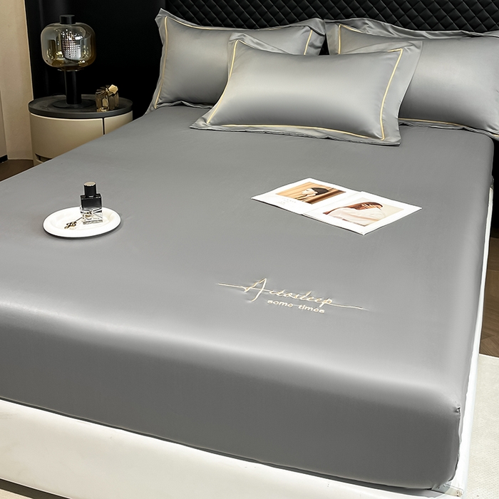 91家纺网 家纺一手货源 找家纺 露梦家纺 2025新款A类水洗原棉刺绣款床笠-星辰系列（提供买家秀） 星辰-高级灰