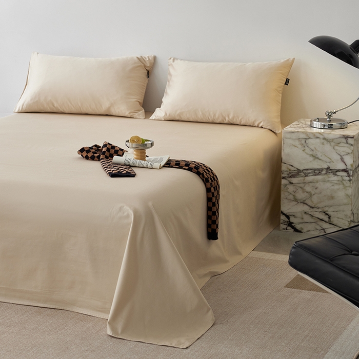 91家纺网 家纺一手货源 找家纺 安莱生活 2024新款100s全棉贡缎单床单 棕色