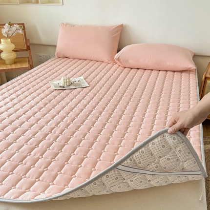 91家纺网 家纺一手货源 找家纺 （总）卡伦家纺 2025新款全棉色织水洗棉夹棉床垫席梦思保护垫