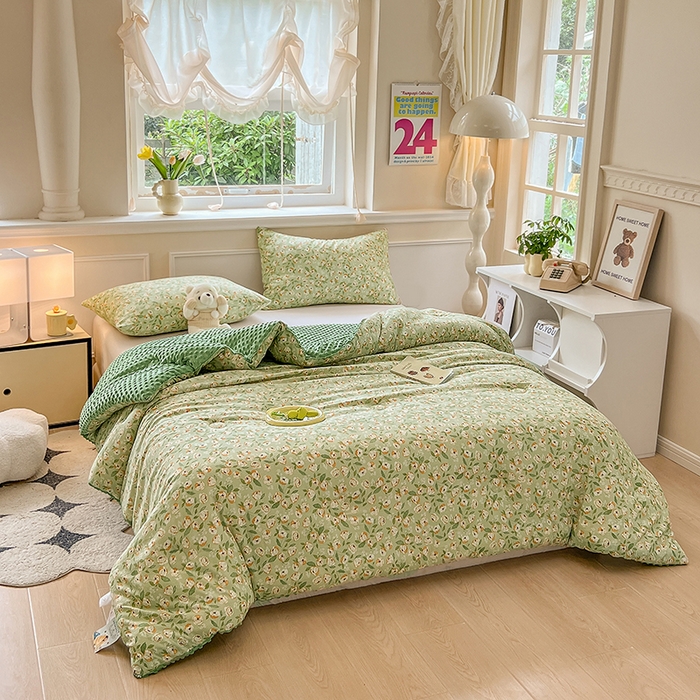 91家纺网 家纺一手货源 找家纺 居易简 2025新款水洗棉双层纱豆豆绒被被子被芯冬被春秋被豆豆被加绒直播  棉花絮语