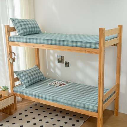 寐眠 2024新款A类全棉水洗棉学生床笠系列 蔚蓝格