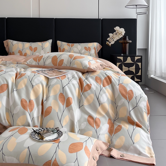 91家纺网 家纺一手货源 找家纺 艾迪尚家纺 2025新款柔丝茸磨毛印花纽扣款四件套 春之语