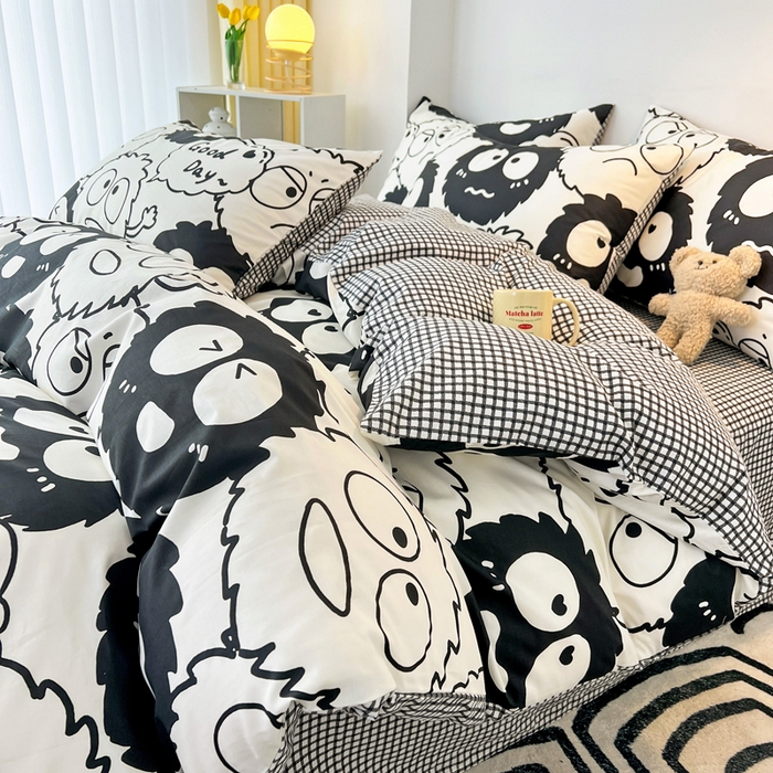 91家纺网 家纺一手货源 找家纺 西引力 2024新款全棉印花单被套 煤球