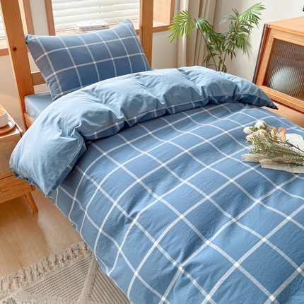 吉象 2025新款水洗棉学生三件套 大蓝格