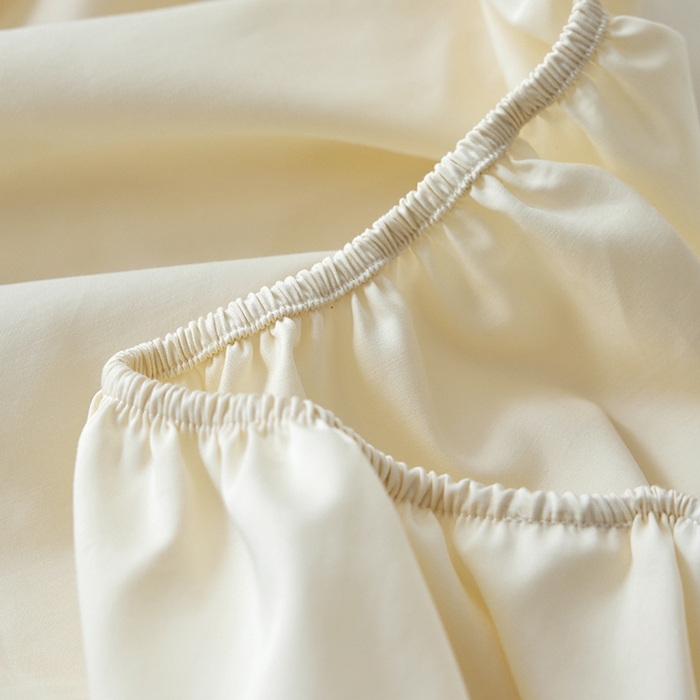 91家纺网 家纺一手货源 找家纺 安莱生活 2024新款100s全棉贡缎单床笠 月光白