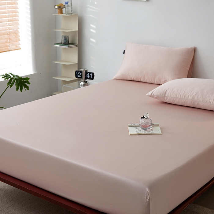 91家纺网 家纺一手货源 找家纺 安莱生活 2024新款100s全棉贡缎单床笠 虾粉