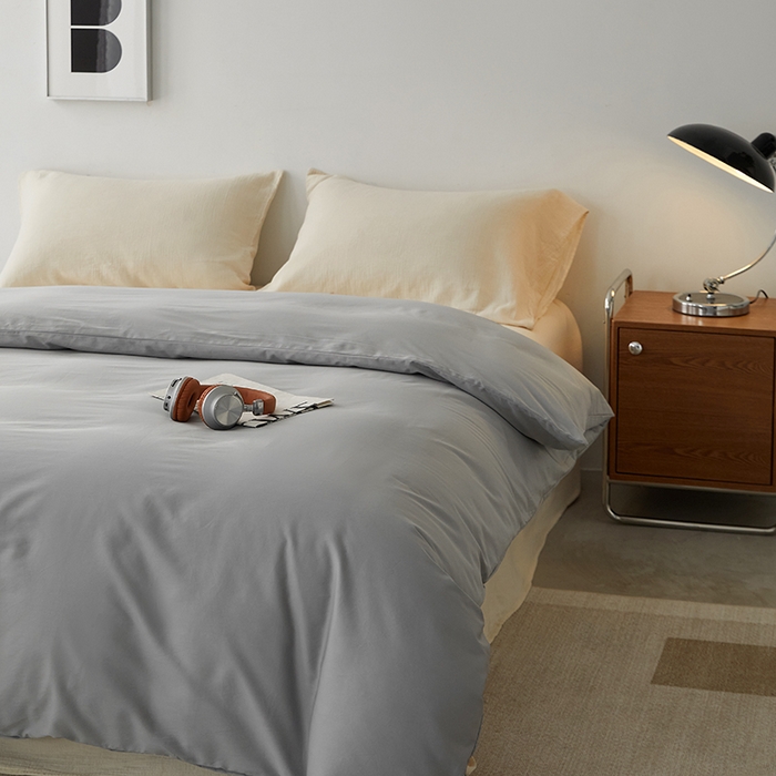 91家纺网 家纺一手货源 找家纺 安莱生活 2024新款100s全棉贡缎单被套 红灰