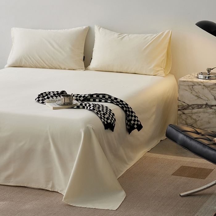 91家纺网 家纺一手货源 找家纺 安莱生活 2024新款100s全棉贡缎单床单 月光白