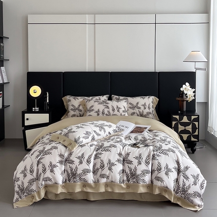 艾迪尚家纺 2025新款柔丝茸磨毛印花纽扣款四件套 海莉