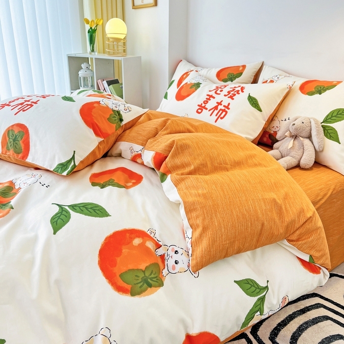 91家纺网 家纺一手货源 找家纺 西引力 2024新款全棉印花单被套 兔发喜事