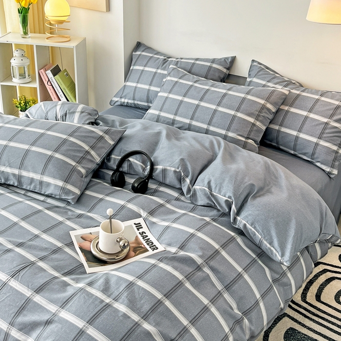 91家纺网 家纺一手货源 找家纺 西引力 2024新款全棉印花单被套 海伦灰