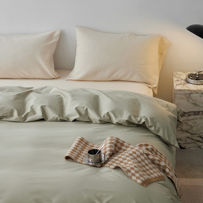 91家纺网 家纺一手货源 找家纺 安莱生活 2024新款100s全棉贡缎单被套 草绿