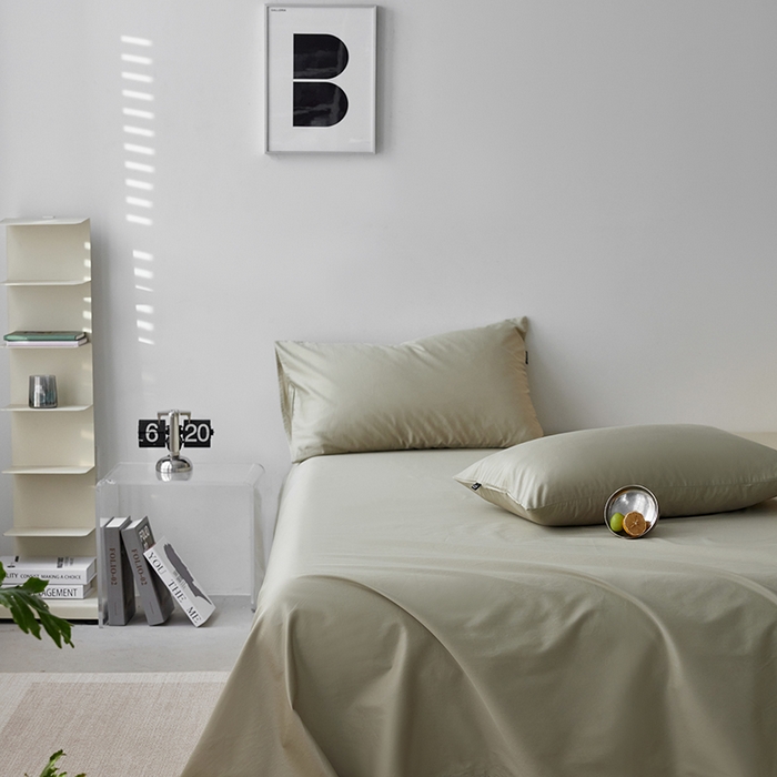 91家纺网 家纺一手货源 找家纺 安莱生活 2024新款100s全棉贡缎单床单 草绿