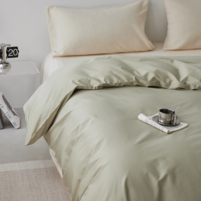 91家纺网 家纺一手货源 找家纺 安莱生活 2024新款100s全棉贡缎单被套 草绿