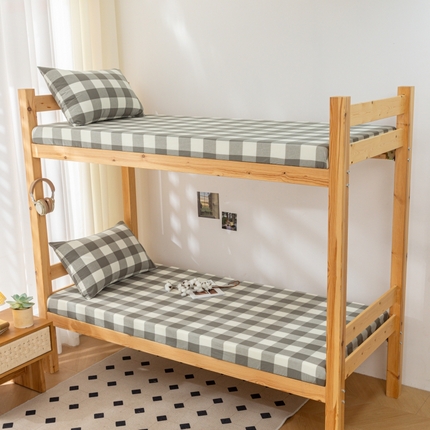 寐眠 2024新款A类全棉水洗棉学生床笠系列 灰中格