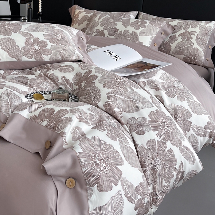 91家纺网 家纺一手货源 找家纺 艾迪尚家纺 2025新款柔丝茸磨毛印花纽扣款四件套 叶蓓