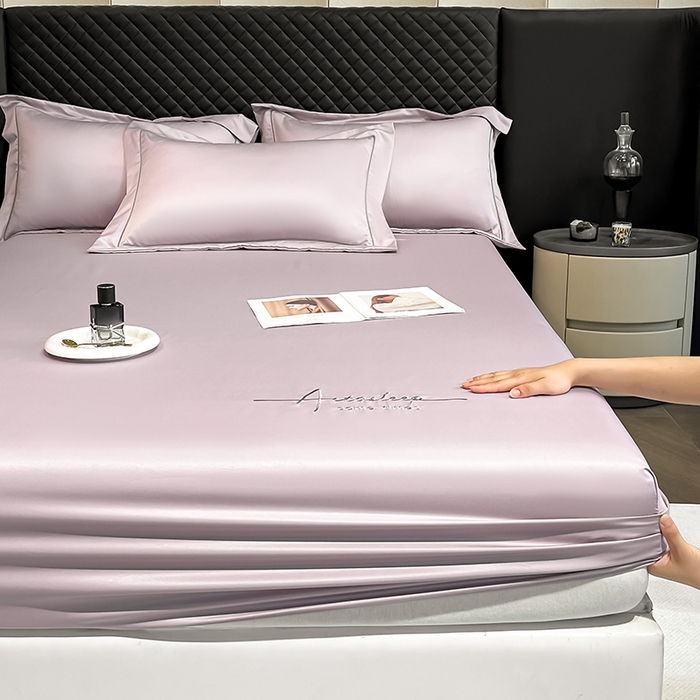 91家纺网 家纺一手货源 找家纺 露梦家纺 2025新款A类水洗原棉刺绣款床笠-星辰系列（提供买家秀） 星辰-丁香紫