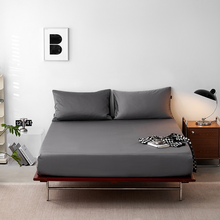 91家纺网 家纺一手货源 找家纺 安莱生活 2024新款100s全棉贡缎单床笠 帝都灰