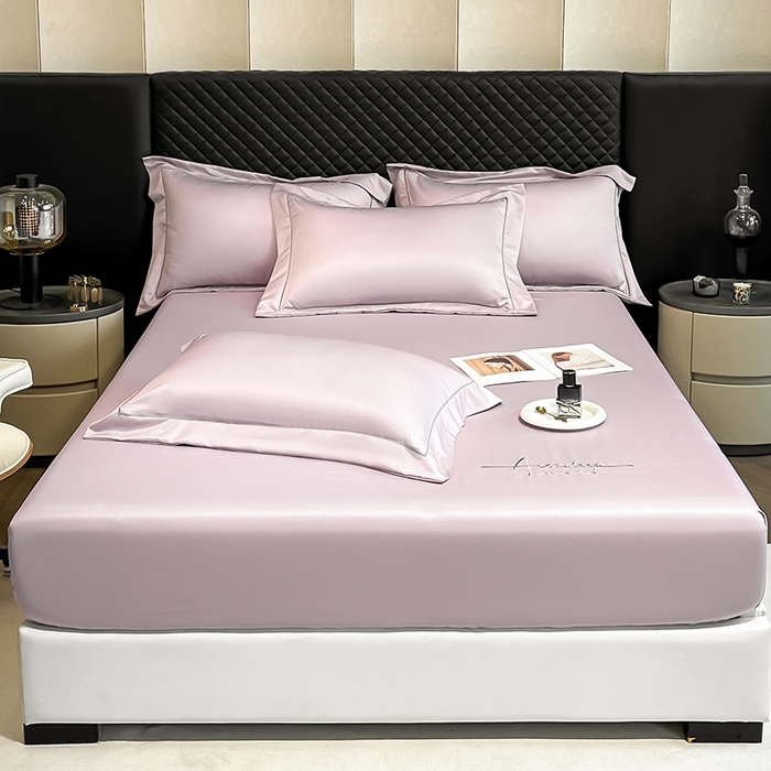 91家纺网 家纺一手货源 找家纺 露梦家纺 2025新款A类水洗原棉刺绣款床笠-星辰系列（提供买家秀） 星辰-丁香紫