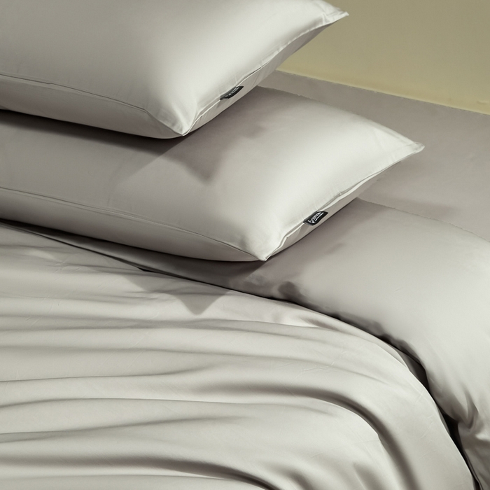 91家纺网 家纺一手货源 找家纺 安莱生活 2024新款100s全棉贡缎四件套 银灰