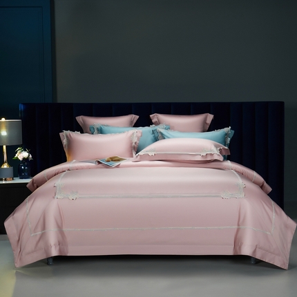 美娘阁2025新款双股长绒棉居家款四件套 雅韵  豆沙