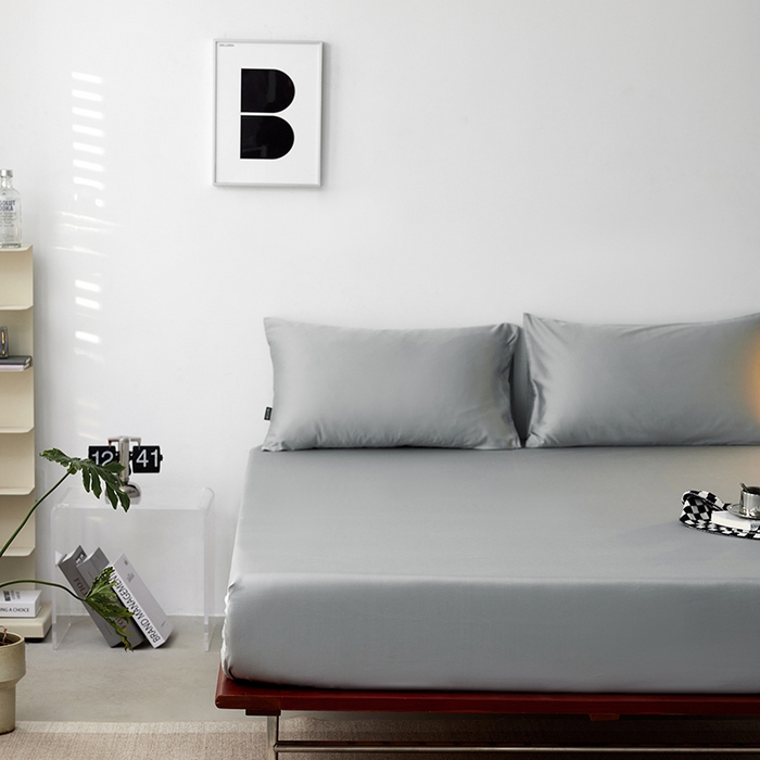 91家纺网 家纺一手货源 找家纺 安莱生活 2024新款100s全棉贡缎单床笠 红灰