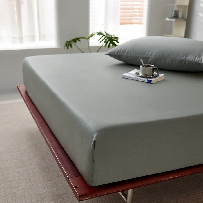 91家纺网 家纺一手货源 找家纺 安莱生活 2024新款100s全棉贡缎单床笠 水绿