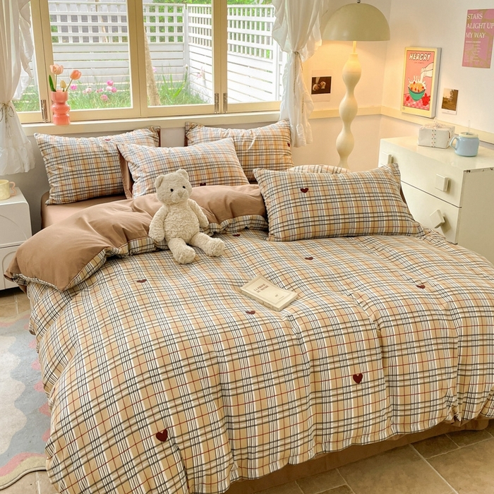 91家纺网 家纺一手货源 找家纺 玉海棠 2024新款AB版软糯针织棉印花四件套 格调-咖-