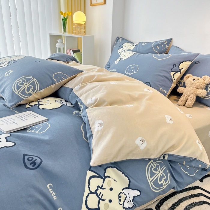 91家纺网 家纺一手货源 找家纺 西引力 2024新款全棉印花单被套 可爱小象