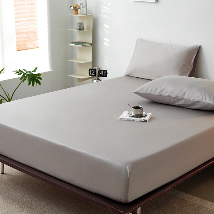 91家纺网 家纺一手货源 找家纺 安莱生活 2024新款100s全棉贡缎单床笠 银灰