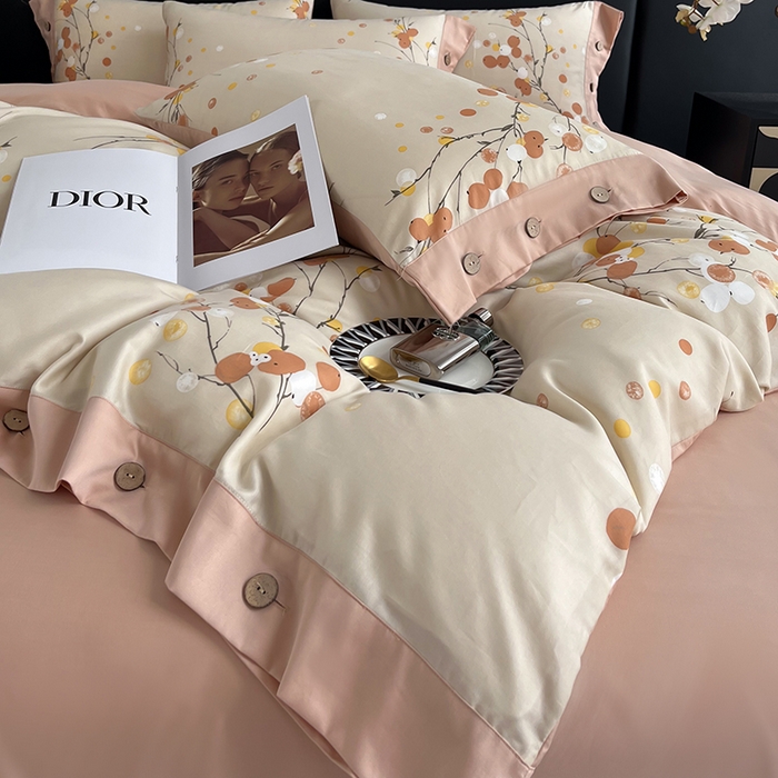 91家纺网 家纺一手货源 找家纺 艾迪尚家纺 2025新款柔丝茸磨毛印花纽扣款四件套 夏木之梦